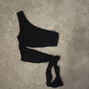 Urban Outfitters One Shoulder Black Top